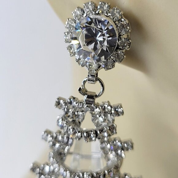 Bridal Clear Fashion Cz Chandelier Drop Earrings Statement Earrings C - Picture 3 of 11